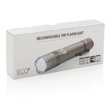 Logo trade promotional product photo of: Rechargeable 3W flashlight