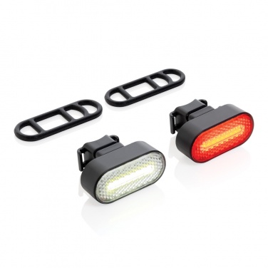 Logotrade business gift image of: Lumino RCS recycled plastic USB re-chargeable bike light set