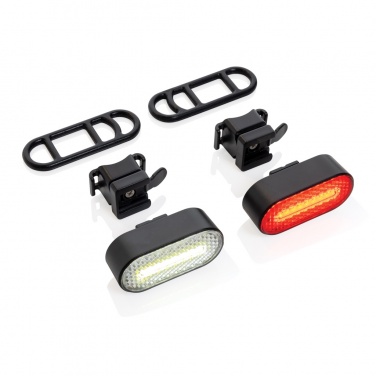 Logo trade promotional products picture of: Lumino RCS recycled plastic USB re-chargeable bike light set