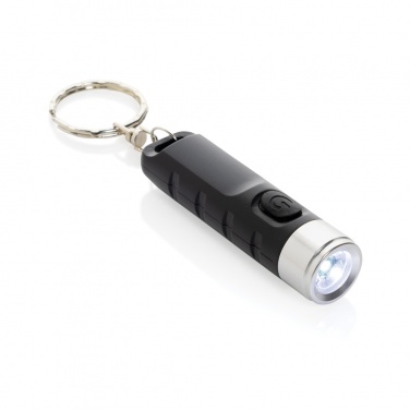 Logo trade promotional gift photo of: Globix RCS recycled plastic USB re-chargeable keychain torch