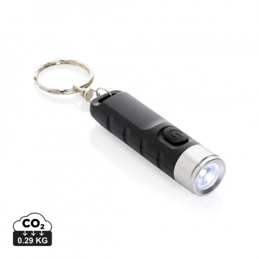 Logotrade promotional item image of: Globix RCS recycled plastic USB re-chargeable keychain torch