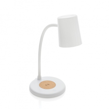 Logotrade business gift image of: Zenara RCS recycled plastic and cork 15W wireless desk lamp