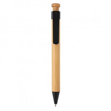 Logo trade business gifts image of: Bamboo pen with wheatstraw clip