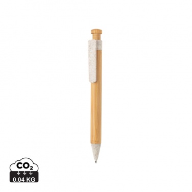 Logo trade promotional giveaways picture of: Bamboo pen with wheatstraw clip