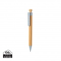 Bamboo pen with wheatstraw clip, blue