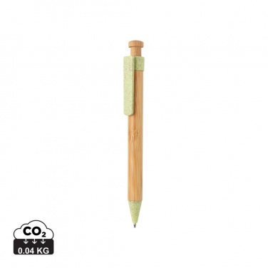 Logo trade promotional gift photo of: Bamboo pen with wheatstraw clip