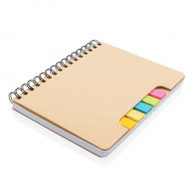 Logo trade business gifts image of: A5 Kraft spiral notebook with sticky notes