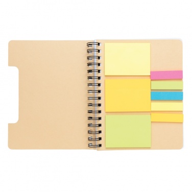 Logo trade advertising products image of: A5 Kraft spiral notebook with sticky notes