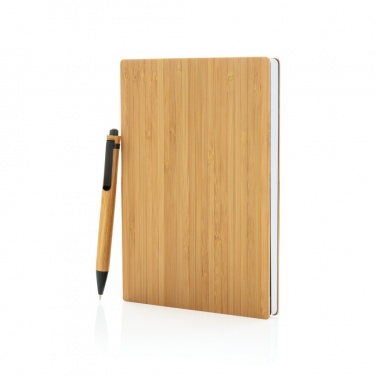 Logo trade corporate gifts image of: A5 Bamboo notebook & pen set