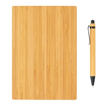 Logo trade corporate gifts image of: A5 Bamboo notebook & pen set