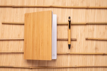 Logo trade business gifts image of: A5 Bamboo notebook & pen set