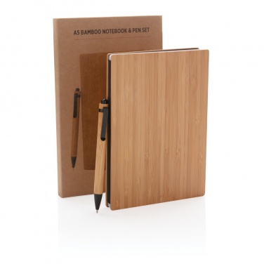 Logo trade business gift photo of: A5 Bamboo notebook & pen set