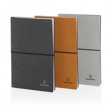 Logo trade promotional giveaways picture of: A5 recycled leather notebook