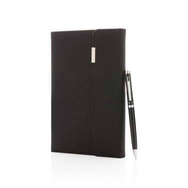 Logo trade promotional giveaways image of: Swiss Peak deluxe A5 notebook and pen set