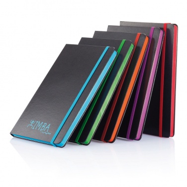 Logo trade promotional merchandise picture of: Deluxe hardcover A5 notebook with coloured side