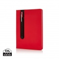 Standard hardcover PU A5 notebook with stylus pen, red