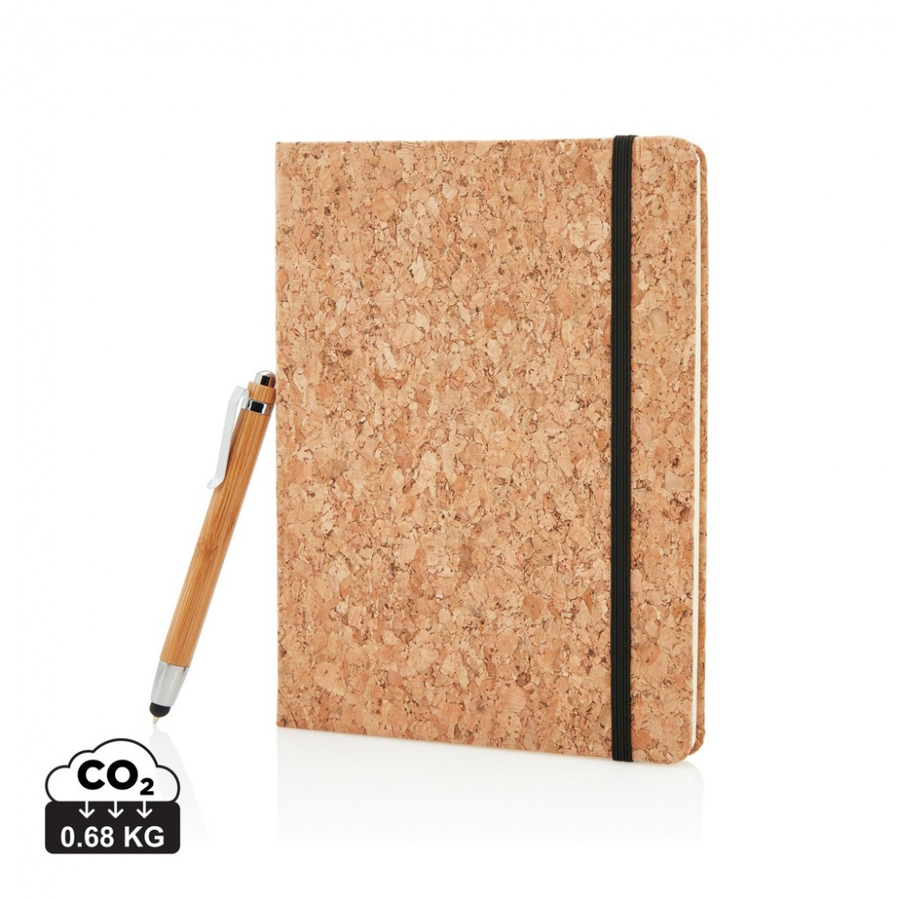 Logotrade advertising products photo of: A5 notebook with bamboo pen including stylus