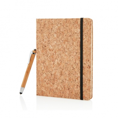 Logotrade advertising product image of: A5 notebook with bamboo pen including stylus