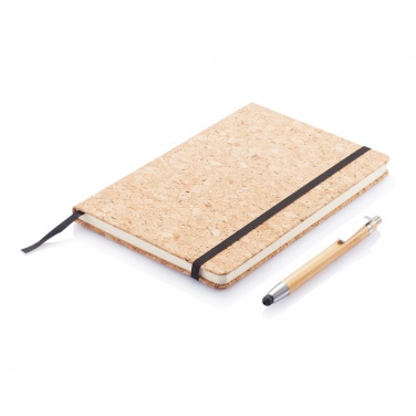 Logo trade promotional gifts image of: A5 notebook with bamboo pen including stylus