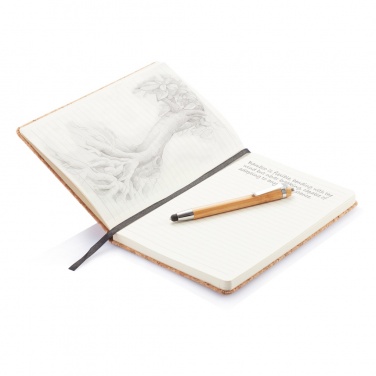 Logotrade advertising products photo of: A5 notebook with bamboo pen including stylus