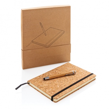 Logotrade promotional giveaway image of: A5 notebook with bamboo pen including stylus