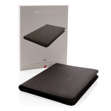 Logo trade promotional merchandise picture of: Air 5W wireless charging portfolio A4 w/ 5000 mAh powerbank