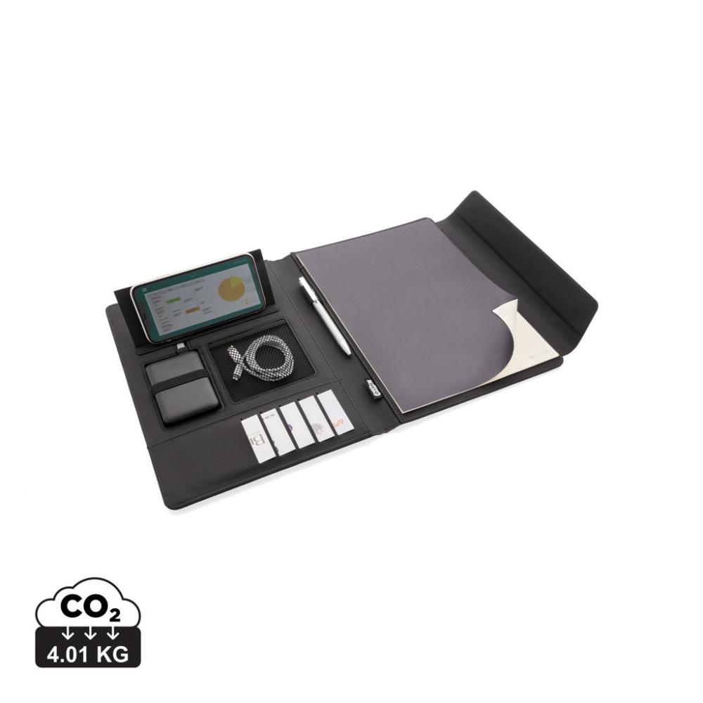 Logo trade corporate gift photo of: Fiko 5W wireless charging portfolio A4 with powerbank