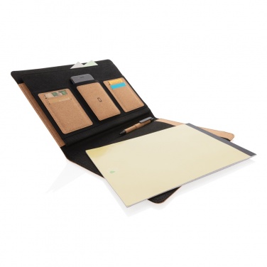 Logo trade business gift photo of: Deluxe cork portfolio A4 with pen