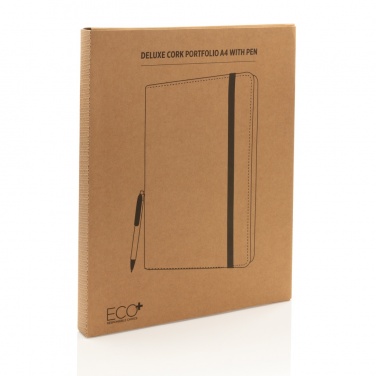 Logo trade corporate gift photo of: Deluxe cork portfolio A4 with pen