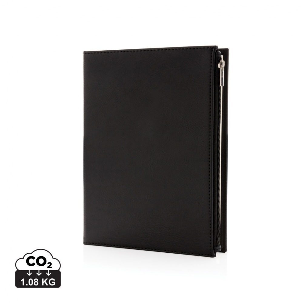 Logo trade business gift photo of: Swiss Peak A5 PU notebook with zipper pocket