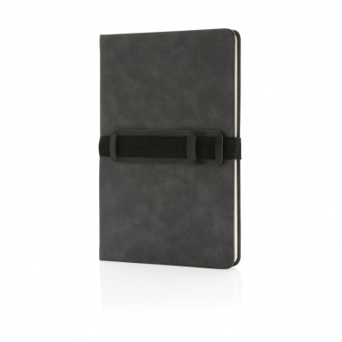 Logo trade promotional item photo of: Deluxe hardcover PU notebook A5 with phone and pen holder