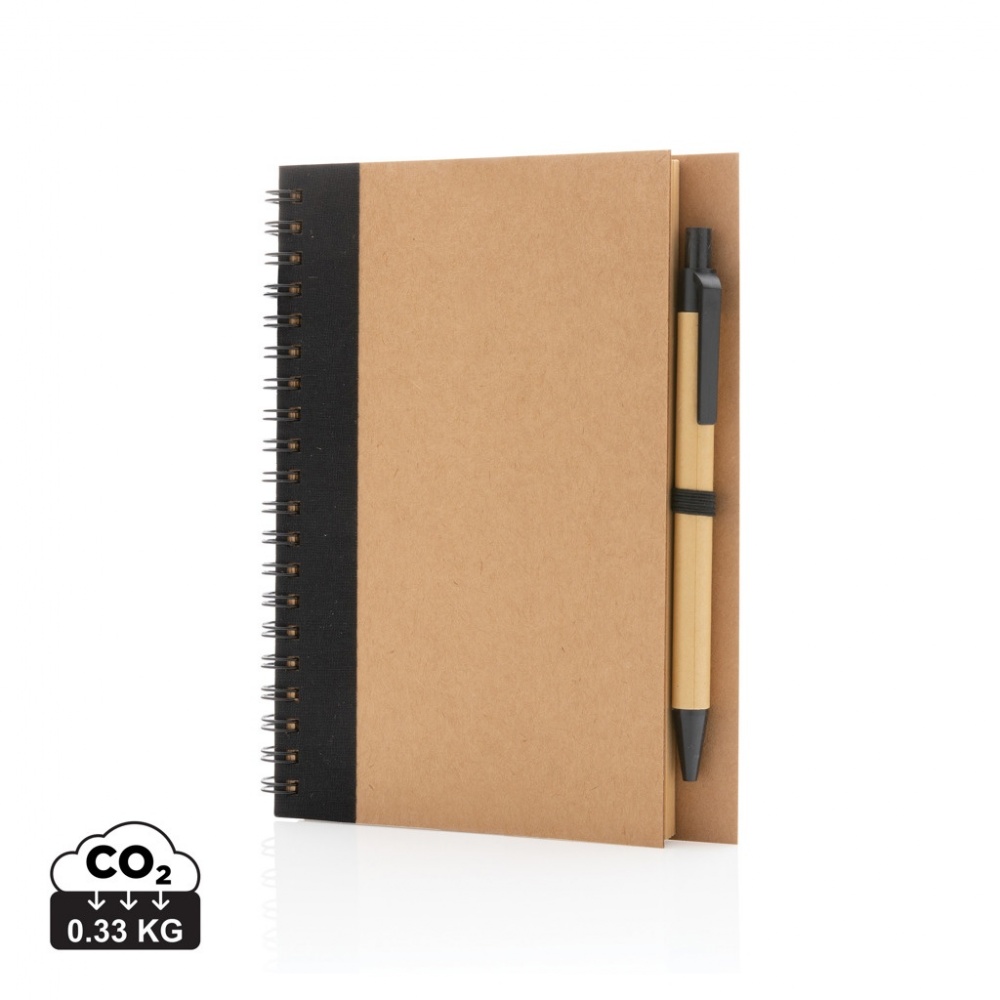 Logotrade corporate gift image of: Kraft spiral notebook with pen