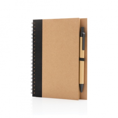 Logo trade promotional gift photo of: Kraft spiral notebook with pen