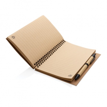 Logo trade promotional item photo of: Kraft spiral notebook with pen