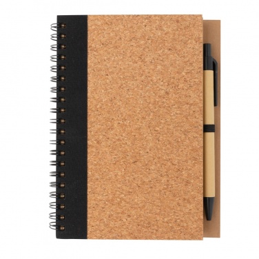 Logo trade promotional products image of: Cork spiral notebook with pen