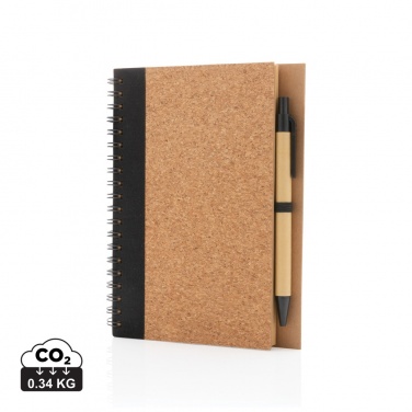 Logo trade promotional merchandise image of: Cork spiral notebook with pen