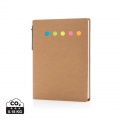 Kraft sticky notes A6 booklet with pen, brown