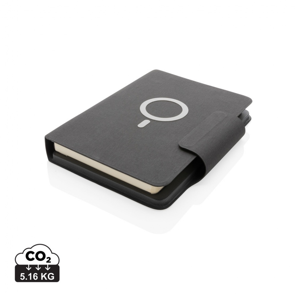 Logo trade business gifts image of: Artic Magnetic 10W wireless charging A5 notebook