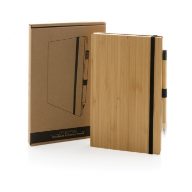 Logo trade promotional gifts picture of: Bamboo notebook and infinity pencil set