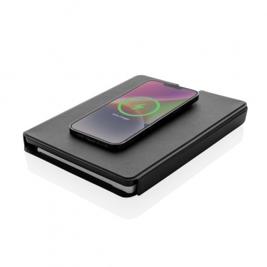 Logo trade promotional gifts image of: Swiss Peak RCS rePU notebook with 2-in-1 wireless charger