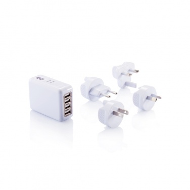 Logo trade promotional merchandise picture of: Travel plug with 4 USB ports