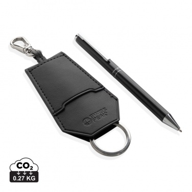 Logo trade promotional gifts picture of: SP Tula RCS certified recycled PU key holder and pen set