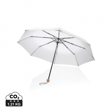 Logotrade corporate gift picture of: 20.5" Impact AWARE™ RPET 190T Pongee bamboo mini umbrella