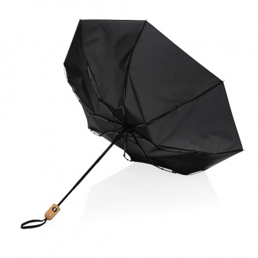 Logo trade advertising products picture of: 21" Impact AWARE™ RPET 190T bamboo auto open/close umbrella