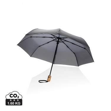 Logo trade promotional products image of: 21" Impact AWARE™ RPET 190T bamboo auto open/close umbrella