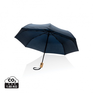 Logotrade business gift image of: 21" Impact AWARE™ RPET 190T bamboo auto open/close umbrella