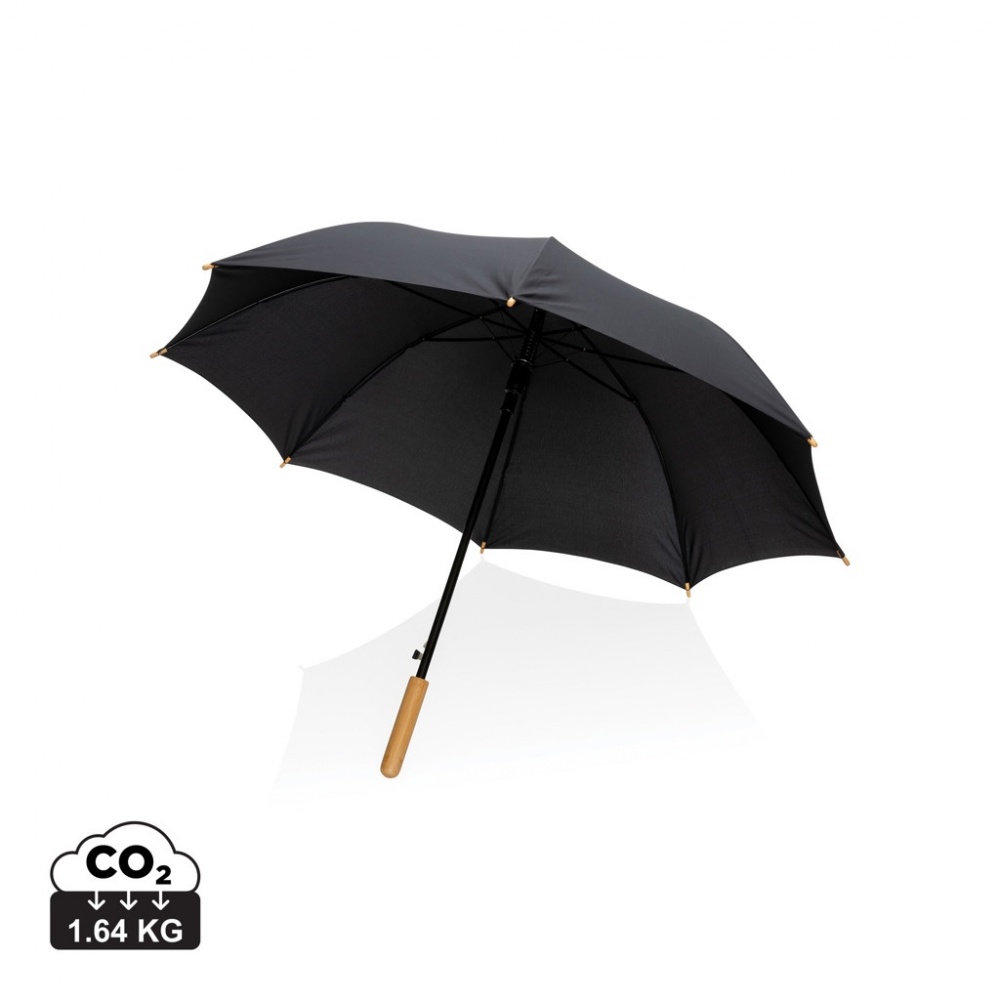 Logotrade promotional merchandise photo of: 23" Impact AWARE™ RPET 190T auto open bamboo umbrella