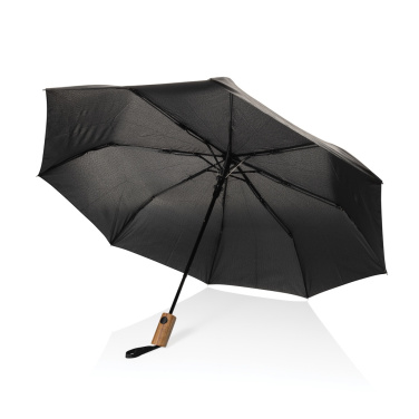 Logotrade corporate gift picture of: Kaycey 21" AWARE™ RPET Acacia wood mini auto open umbrella