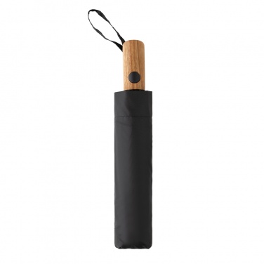 Logotrade promotional gift image of: Kaycey 21" AWARE™ RPET Acacia wood mini auto open umbrella