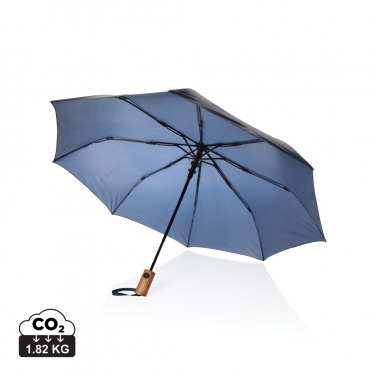 Logo trade promotional products image of: Kaycey 21" AWARE™ RPET Acacia wood mini auto open umbrella